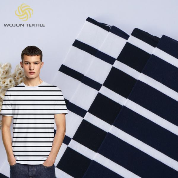 Quality Knit Cotton Striped Material Fabric 175cm Summer Sportswear Skin Friendly Texture for sale