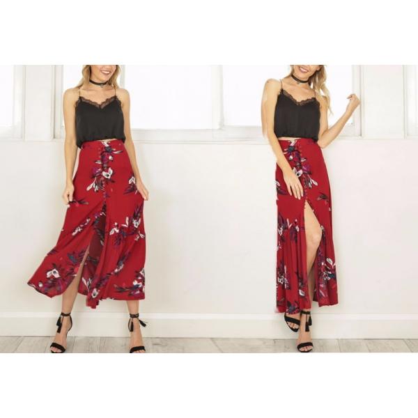 Quality 2018 New design high waisted print long skirts for sale