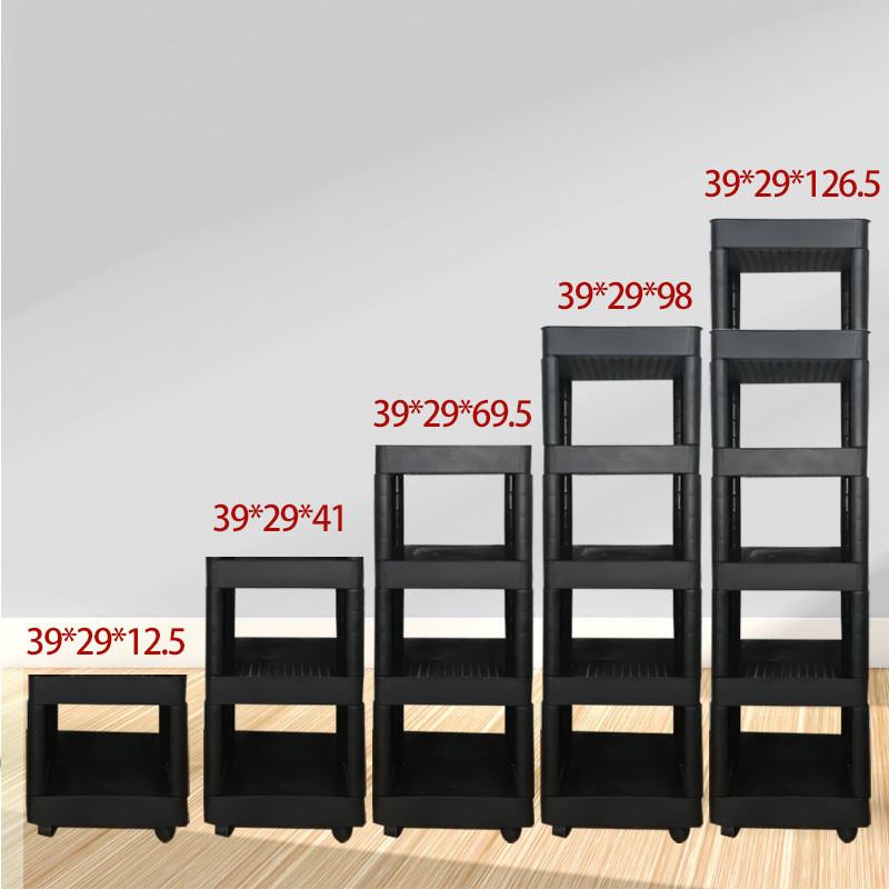 China Floor Type Bathroom Layered Plastic Storage Trolley Rack Environment Protection factory