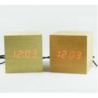 China LED digital wooden touch control desk clock for sale