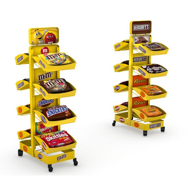 Quality Double Sided Candy Stand Display Metal Wire Display Racks With Adjustable Trays for sale