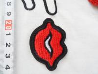 China Hot Fix Motif Red Lip Embroidery Applique factory