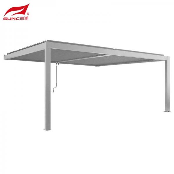 Quality 3x3m Wall-mounted Aluminium Manual Louvered Pergola Customized Gery Outdoor Garden Building for sale