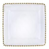 China Wedding Table Decoration Gold Square Glass Plate 12 Inch factory
