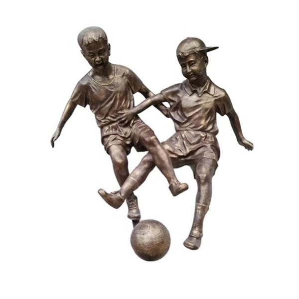 Quality Garden Decorative Metal Sculpture Bronze Football Boy Statue for sale