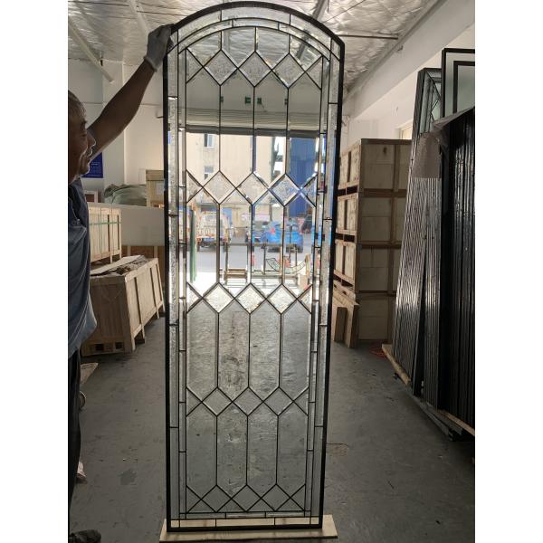 Quality Decorative Arched Leaded Glass Windows Triple Glazed Sliding Door exterior door leaded glass for sale