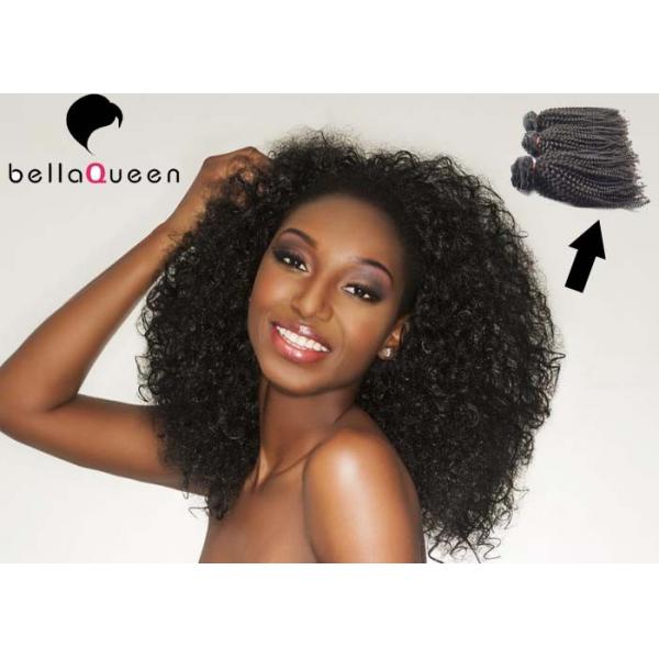Quality Full End Indian Virgin Hair Kinky Curly Natural Black 1b Human Hair Weft for sale