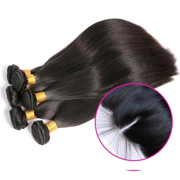 Quality Double - Drawn Strong Weft Indian Human Hair Bundles 13 * 4 Lace Frontal for sale