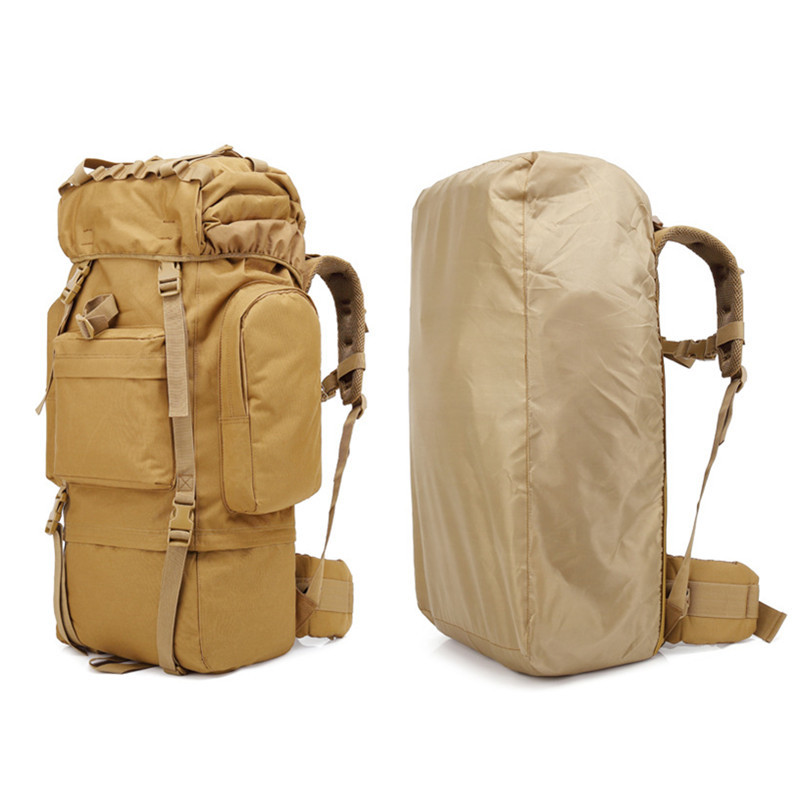 China Big 65L Molle Hiking Internal Frame Backpacks with Rain Cover for Outdoor factory