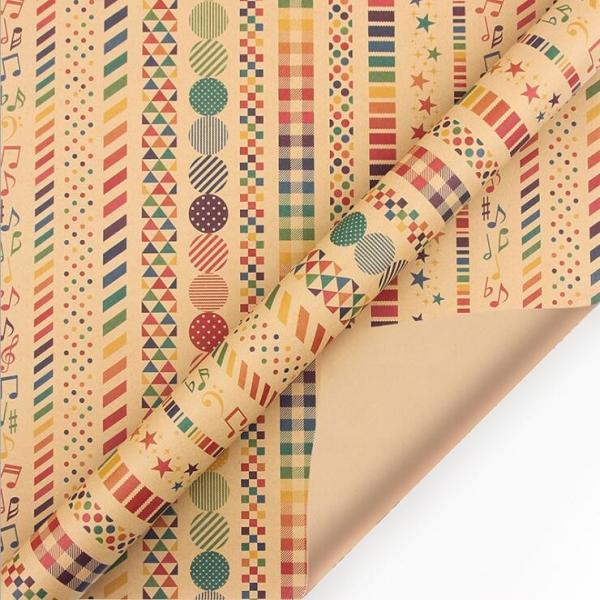 Quality Multifunctional Brown Kraft Christmas Xmas Gift Wrap Paper Roll 50X70CM for sale
