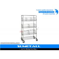 China Industrial Metal Rolling Wire Shelves / Chrome Shelving Racks With Wheels for sale
