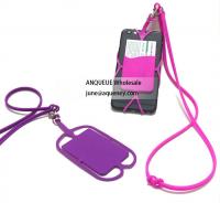 China Factory new mold Silicone phone wallet with lanyard, silicone lanyard cell phone holder factory