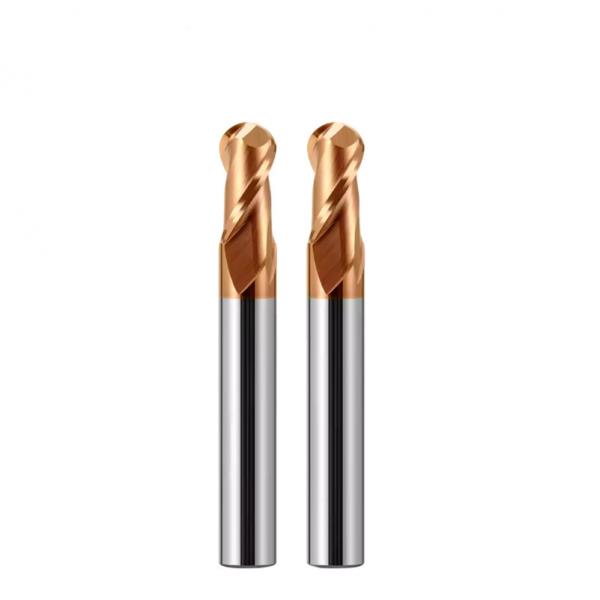 Quality Standard 2 Flutes Ball Nose End Mill Cutter HRC55 Bronze Nano Coating for sale