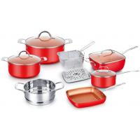 China 10-Piece Copper Ceramic Cookware Set Nonstick Pans with glass lid and CD bottom factory