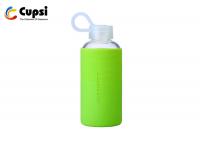 China 400ml Portable Glass Water Bottle High Borosilicate , Glass Drinking Bottles With Silicone Cover factory