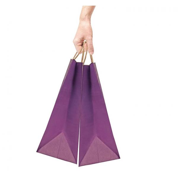 Quality 12 * 16 * 6 Inches Custom Kraft Paper Bags , Purple Paper Bags With Handles for sale