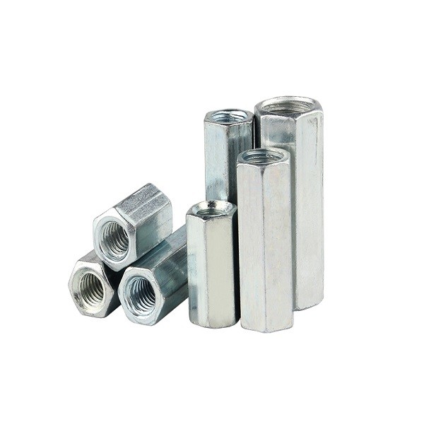 Quality SS201 Hex Long Forged Eye Nut DIN6334 Coupling Nut White Zinc Plated for sale