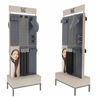 China Double Sided Hair Extension Display Rack Wooden Hair Extension Display Stand factory