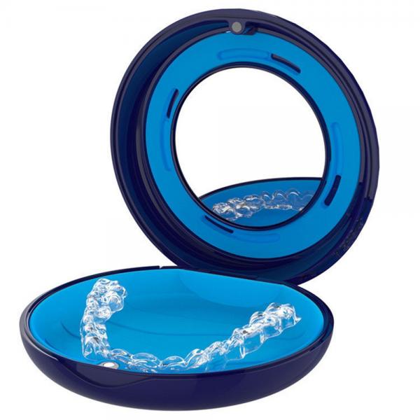 Quality Slim Blue Dental Retainer Container With Non Toxic ABS Silicone Material for sale