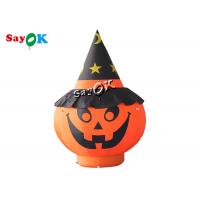 China Garden Decorations Halloween Blow Up Pumpkin 2m With Black Hat for sale
