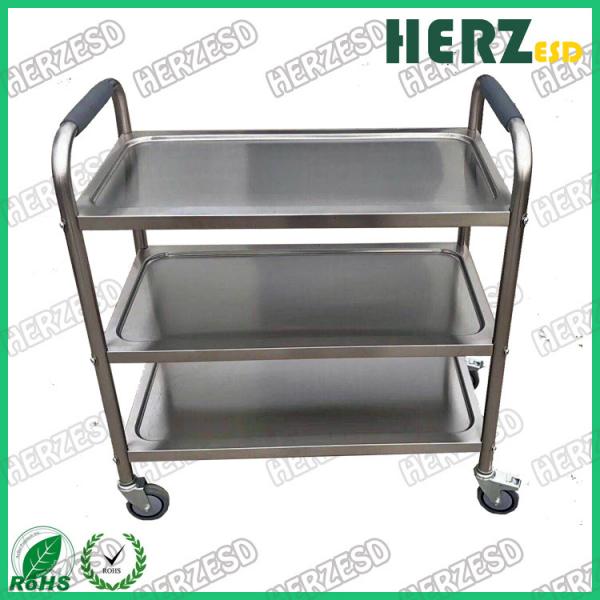 Quality 201 / 304 Stainless Steel ESD Safe Carts , Medical Dressing Trolley With Handle for sale