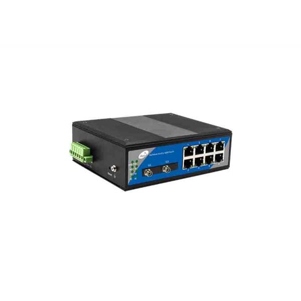 Quality Industrial Cascading Ethernet Fiber Switch 8 10/100Mbps Ethernet and 2 Gigabit Optical Ports for sale