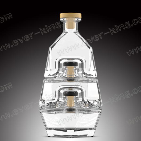 Quality Extra Flint Rum Glass Bottle 750ml With Cork Cap for sale