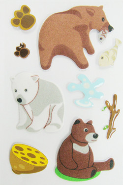 Quality Fuzzy Puffy Custom Book Stickers , Little Bear Cute Animal Stickers For Kids for sale