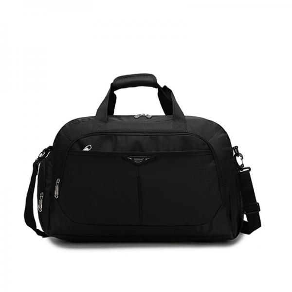 Quality Water Resistant Black Nylon Duffle Bag With Zipper Closure Adjustable Strap for sale