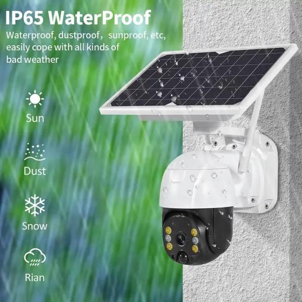 Quality SD Card Solar Powered PTZ Camera , Outdoor 4G Security Camera With Solar Panel for sale