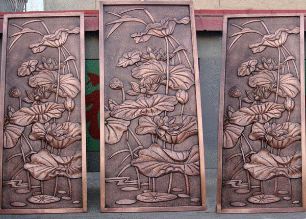 China Bronze Lotus Flower Bas Relief Plaques For Public Wall Art Decoration factory