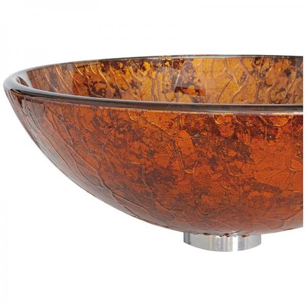 Quality Red Round Glass Bathroom Sink Textured Exterior Hand Drawing With Foil for sale