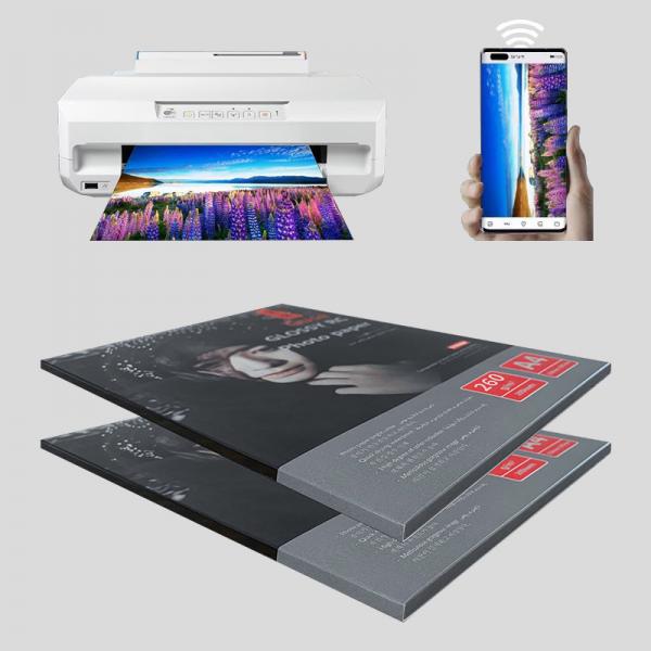 Quality A4 Mid Glossy Resin Coated Photo Paper , 200gsm Glossy Photo Paper Home Use for sale