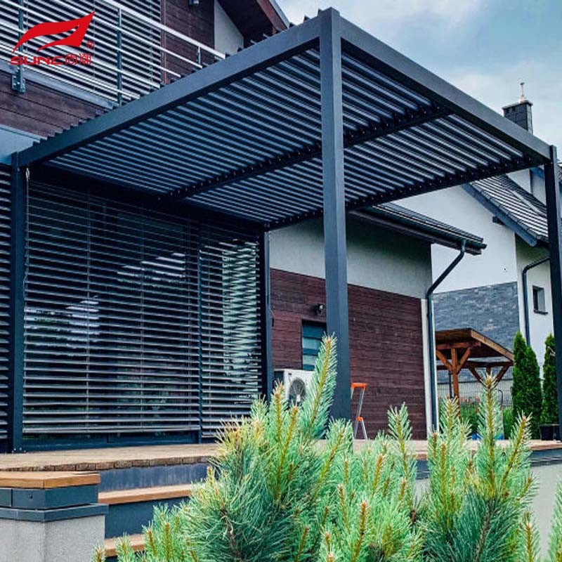 China Custom 4x4m 4x3m Aluminium Manual Louvered Pergola Outdoor Garden Building Waterproof for sale