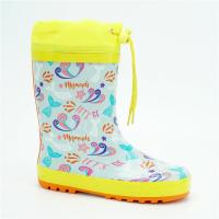 China Anti Slip Flexible Light 35EU Kids Yellow Rain Boots With Adjustable Strap factory