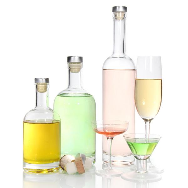 Quality Recycled Glass 700ml Spirit Bottles Round Flint Empty Liquor Bottles for sale