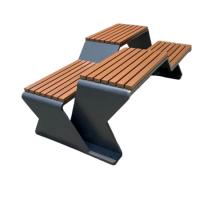 China Begonia Wood Galvanized Metal Outdoor Bench WPC 3 Seater Metal Garden Bench factory