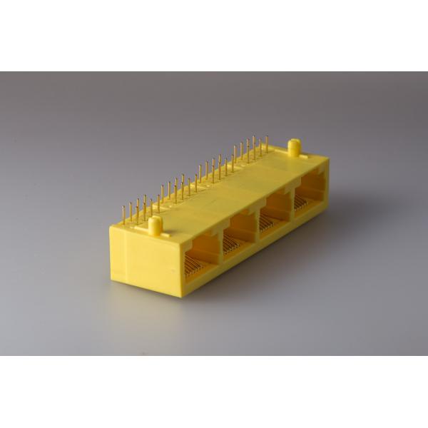 Quality Full Plastic Yellow 90 Degree RJ45 , Ethernet RJ45 Plug 8P8C 1 * 4 Port  Without  LED Gold Plated for sale