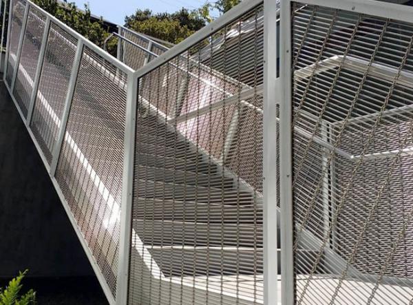 Architectural decorative rigid mesh for stair railing