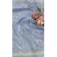 China 49'' Blue Color Floral 3D Laser Embroidery Fabric For Women Dress factory