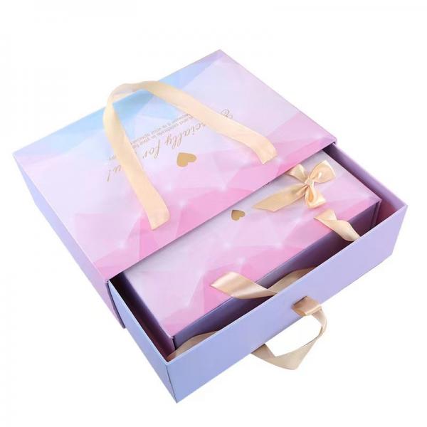 Quality Fantasy Purple 2mm Cardboard Embossed Gift Box With Pull Out Drawer for sale