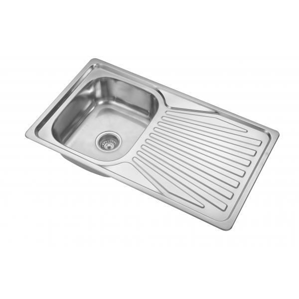 Quality 500MM Stainless Steel Kitchen Sink With Drainboard Single Bowl for sale