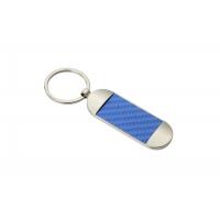 China Ellipse Texture PU Leather Key Chains Holder Blue Souvenir Promotion factory