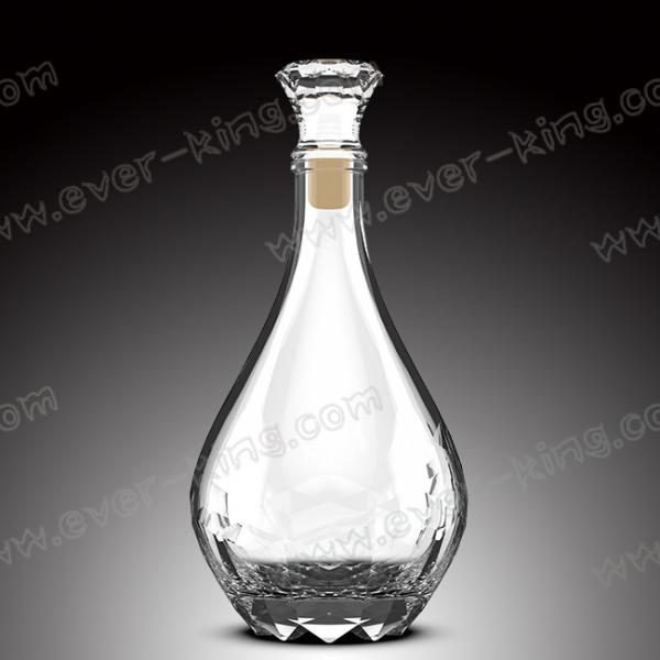 Quality Heat Resistant Clear 750ML Rum Glass Bottle With Diamond Cap for sale