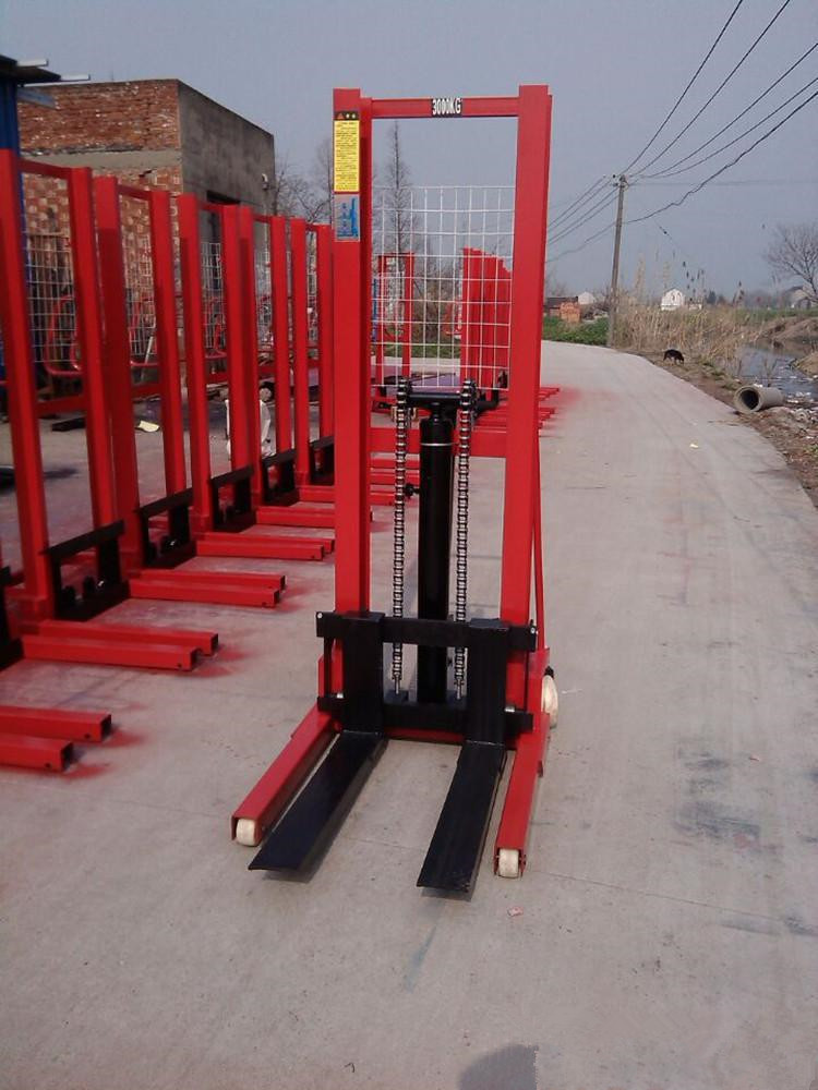 manual stacker hydraulic lift with double forks li