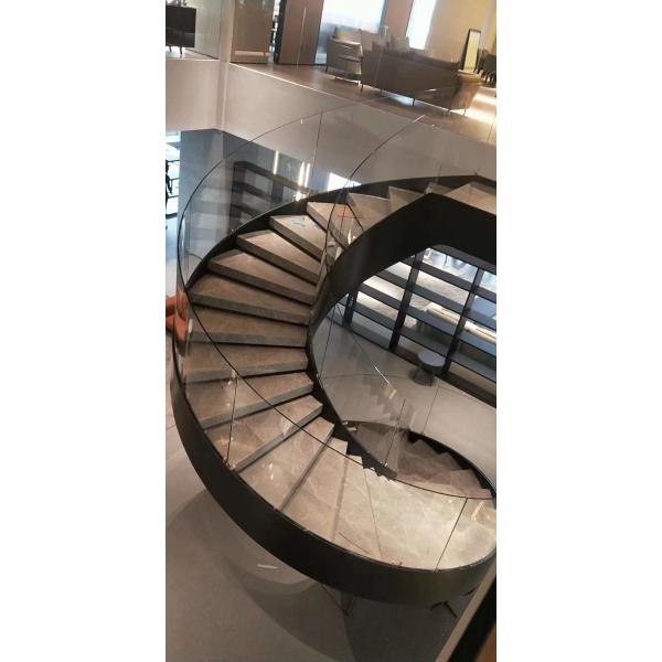 Quality OEM Curved Tempered Glass Toughened Grind Edge For Stair Railing for sale