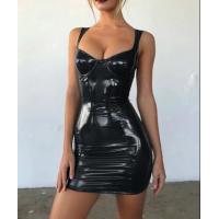 China Small Quantity Clothing Factory Sexy Shiny Wrap Bust Sling Dress With Zipper factory