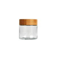 Quality 3oz Clear Glass Weed Jar With Bamboo Lid 3.5 Gram Glass 8th Jar for sale
