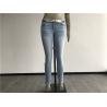 China Milk / Light Blue Ladies Stretch Denim Jeans , Belted Skinny Jeans TW72964 factory