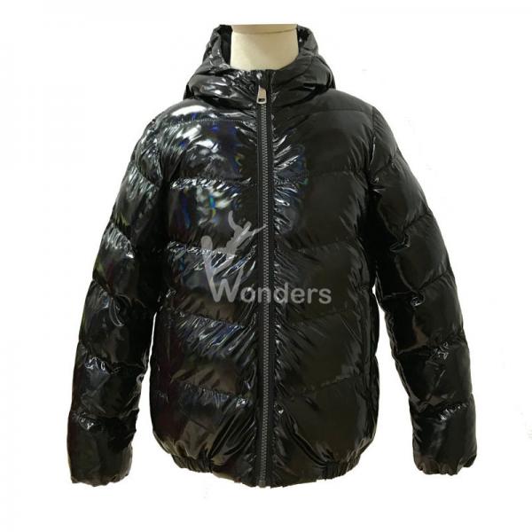 Quality Boy'S Shiny PU Outdoor Insulated Jackets Fancy Short Padded Puffer Hoodie for sale